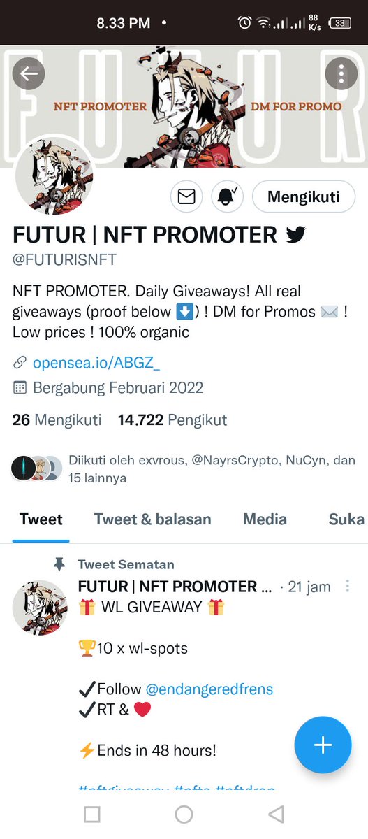 Ancriko1's tweet photo. @bellcrypto_ @FUTURISNFT @ThePromoArtist @NFTConqueror Done https://t.co/ocU1wPftEu