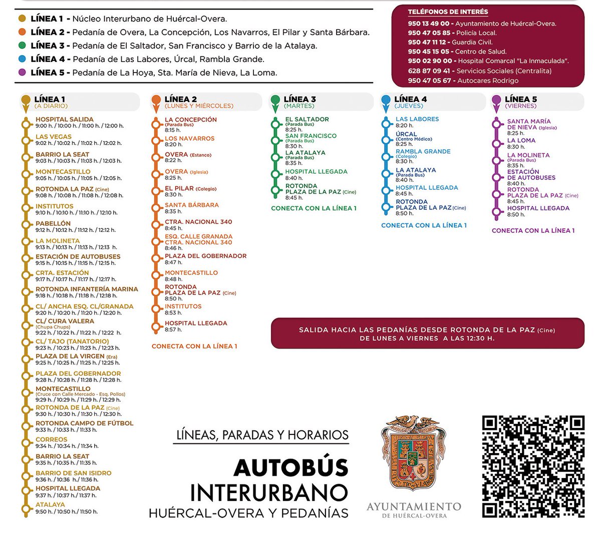 🚌 Líneas, paradas y horarios Autobús Urbano, barrios del pueblo y Hospital 🏥 Línea 1️⃣. 
Líneas 2️⃣3️⃣4️⃣ y 5️⃣Interurbano para las pedanías con paradas en distintas zonas del pueblo y hospital 🏥. #huercalovera #huércalovera #bus #busurbano #businterurbano