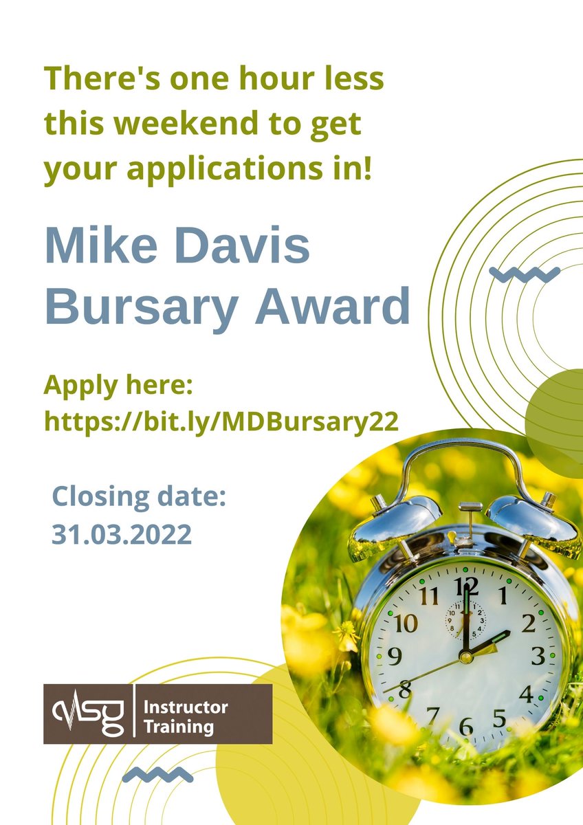 _ALSG_'s tweet photo. Only a week to go, the closing date for the Mike Davis Bursary applications is 31st March. More information and to apply: https://t.co/7tPSkmLiAb #LearningNeverEnds #GIC #FutureInstructors @mikedavis8702 https://t.co/q70IxaTmfv