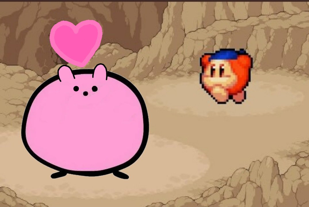 SPR1NG_L0CK3D's tweet photo. "Kirbo lifts his hands up and makes a heart symbol. Then he throws it at Bandana Waddle Dee" https://t.co/LWVxubI9sx