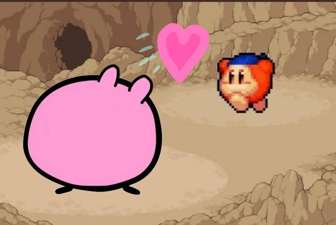 SPR1NG_L0CK3D's tweet photo. "Kirbo lifts his hands up and makes a heart symbol. Then he throws it at Bandana Waddle Dee" https://t.co/LWVxubI9sx