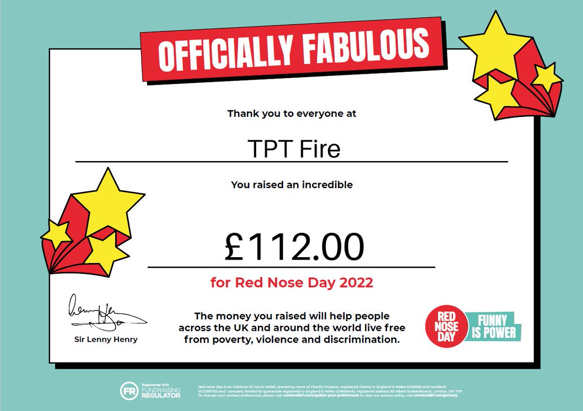 TPTFireMaint's tweet photo. @comicrelief @TPTFireProjects We're extremely proud to have raised an amazing £112.00 on Friday for @comicrelief #RedNoseDay2022 🎉 It's great to know that TPT have played a part in helping others across the world❤️ https://t.co/xYzLDYIhJU