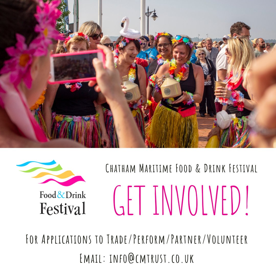 Get Involved!
 
If you are interested in joining us over this fabulous Royal Jubilee long weekend by trading, performing, partnering, or volunteering with us this year please drop an email to info@cmtrust.co.uk

#Chatham #kentfood #foodfestival #traderswanted