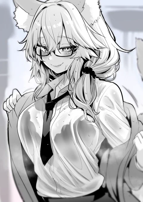 濡れJKキャス狐(メガネ装備) 