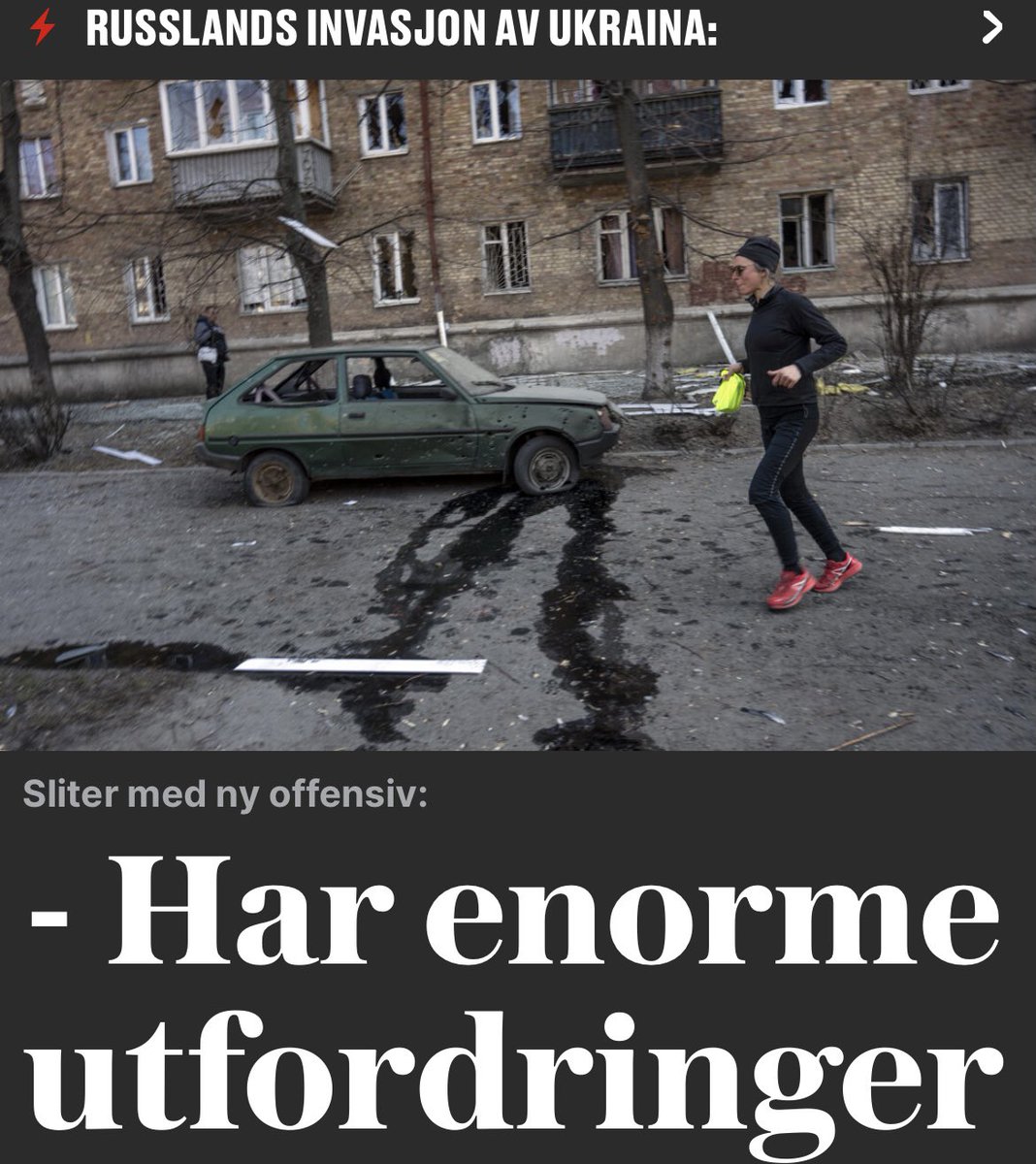 Nydelig bilde. Ingen krig stopper denne personen fra å løpe en tur. Hvem er denne herlige motivasjonsfiguren? <a href="/vgnett/">VG</a> #UkraineRussianWar