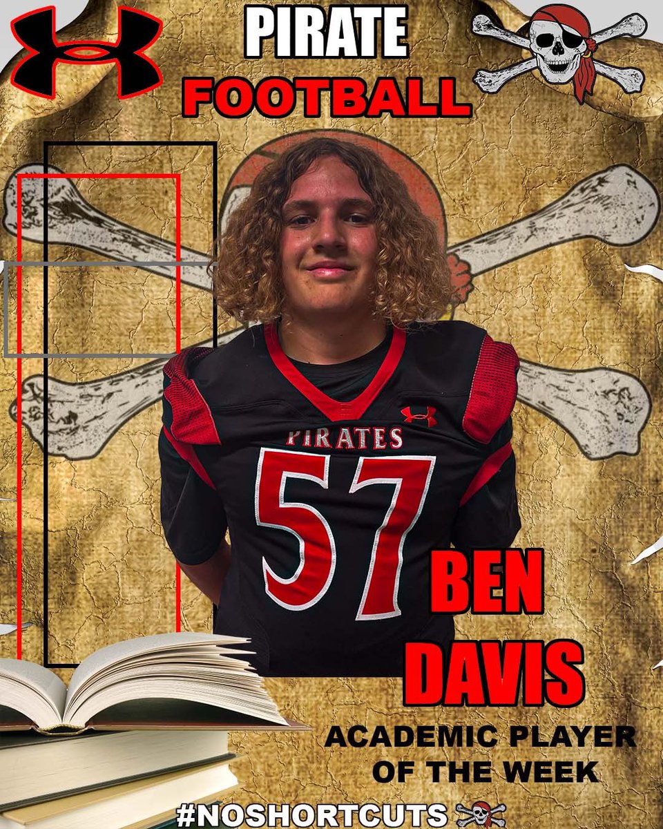 Our academic player of the week goes to <a href="/BEN_DAVIS_PC/">Ben Davis</a> ‼️While enrolled in honors/AICE courses and having perfect attendance at workouts, Ben finished qtr 3 with a 3.7 GPA ‼️🧠☠️

#NOSHORTCUTS #OUTWORKPOTENTIAL