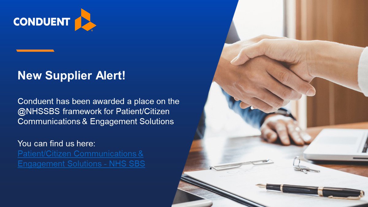 CDNTHealthUK's tweet photo. # New Supplier Alert!
We have been awarded a place on the @NHS_SBS framework for Patient/Citizen Communications
Find us here: https://t.co/rNcWIxWspQ
#NHS #digitalhealth #omnichannel #omnicommunications #PatientExperience #patientengagement #patientcomms
CNDTHealthUK@conduent.com https://t.co/OlBkIJWAO1
