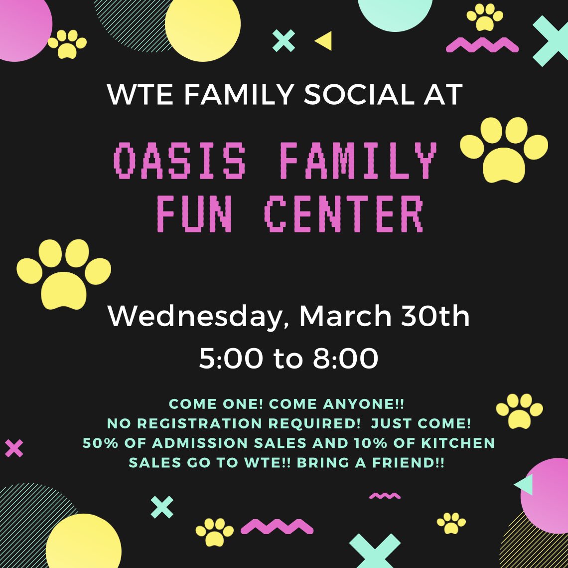 🐾 ONE WEEK AWAY!! No sign up required!! Tell your family, friends, and neighbors!!  Bring them all! See you there Wildcats!! 🐾