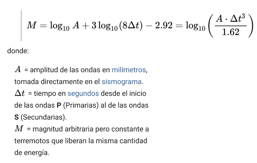 guimarpe's tweet photo. @laventana Ayer en el desafío de Iturriaga se dio por válido un factor x32 entre 2 valores de la escala de Richter. ¿No es esta escala logarítmica en base 10? 🤔 (Fuente Wikipedia) https://t.co/cqeEsluS4R