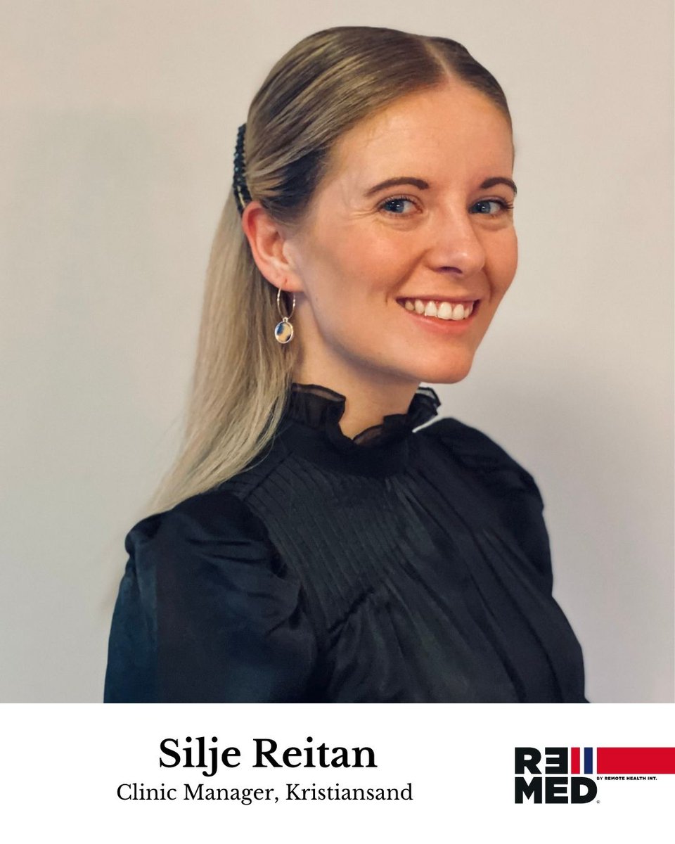 RemoteHealthInt's tweet image. Welcome Silje Reitan to the RE-MED team, Clinic Manager in Kristiansand! We look forward to work with you. 

#medicalclinic #medclinic #remotehealthinternational #maritimemedicine #remed