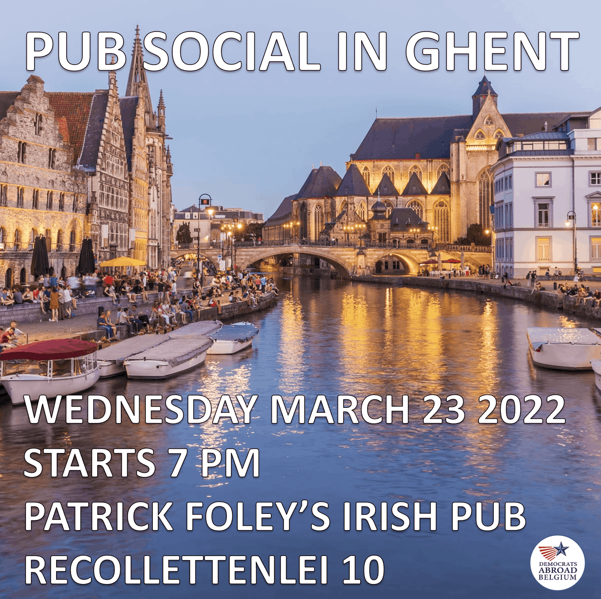 demsabroadbe's tweet photo. #SpringHasSprung! 
Join us tonight! March 23rd as of 7pm, for a #PubSocial in #Gent.🍸☕🍷🍹🍻

BONUS: If you aren't yet #VoteReady for #midterms2022, we can help you get your voter registration in order.

RSVP: https://t.co/2au7h8eyEp 
#AmericansInBelgium #patrickfoley https://t.co/SGiaBJ3EFJ