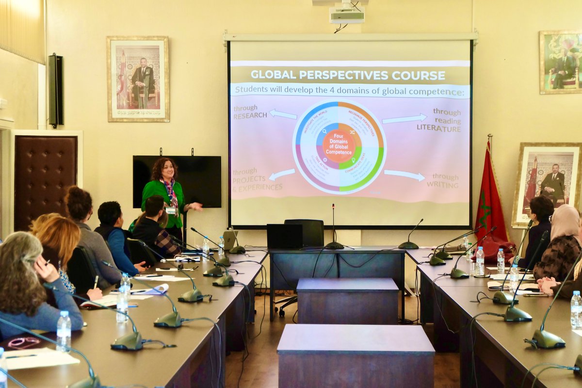 stxinfo's tweet image. Mrs. Bower, English faculty member, is in Morocco completing her Fulbright Teachers for Global Classrooms fellowship. Last week she presented about global citizenship education to professors and preservice teachers at Ecole Normale Superieure in Rabat.  #GlobalCitizenEducation