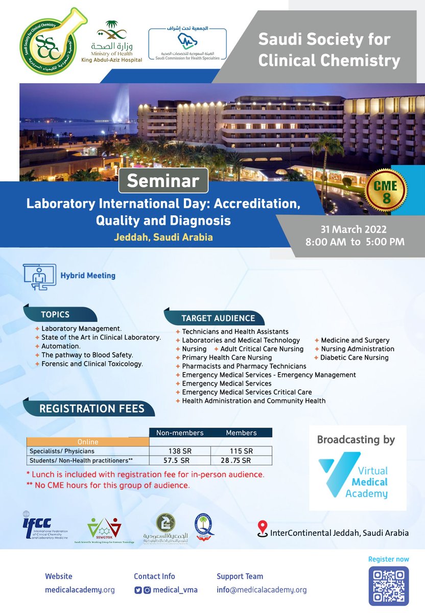 Join the upcoming | Laboratory Day Accreditation

@sa_SSCC

https://t.co/nC8I2nL7y5

To know more about how to apply quality assurance and performance improvement techniques for optimum laboratory analysis.

8 CME https://t.co/pGyM2RgwEm