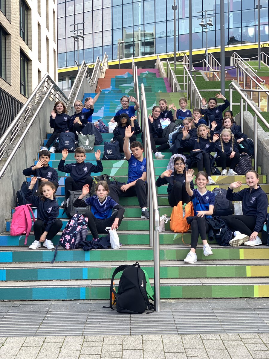 MicklefieldPrep's tweet photo. WE HAVE ARRIVED!!! The fun starts now. Our Senior Choir is positioned on the steps outside Wembley Arena tucking into their lunch before rehearsals start! #moretomicklefield #WemblyArena #Choir #Sing https://t.co/fYy3wUq56Z