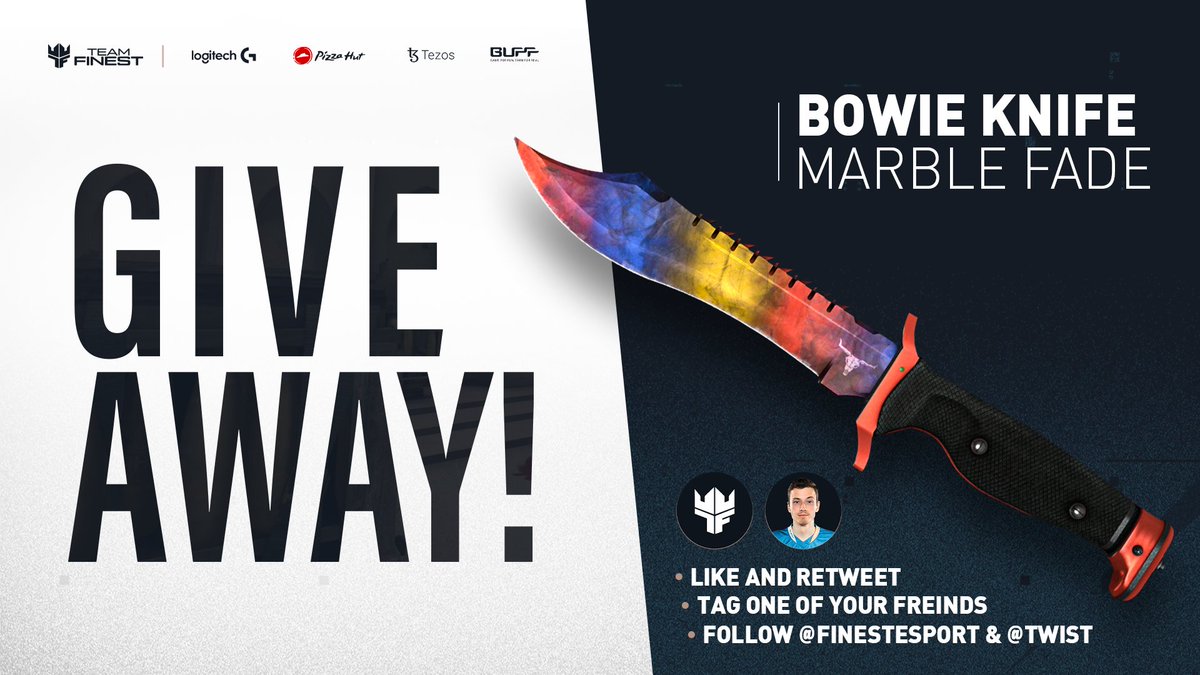 twist's tweet image. To celebrate my new journey at Finest, we are giving away a lovely Bowie Knife Marble Fade - Factory New to one of you guys! 🔥

✅ FOLLOW ME and @FinestEsport
✅ Retweet
✅ TAG a friend

Ends on March 31st, good luck!

#GOFINEST