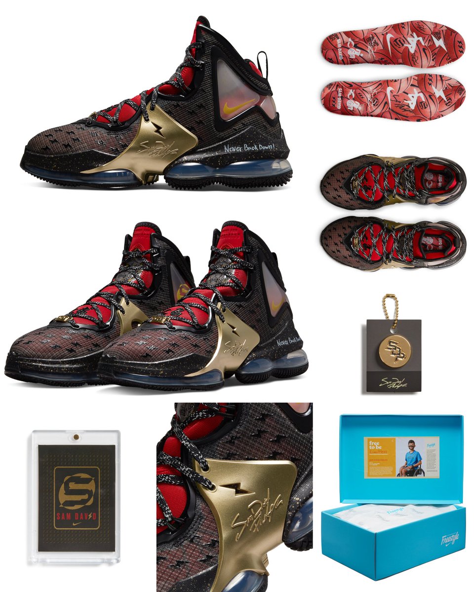 zSneakerHeadz's tweet photo. Official images of Sam David’s #Doernbecher Nike LeBron 19 👑 https://t.co/Dhy2dD6zuf