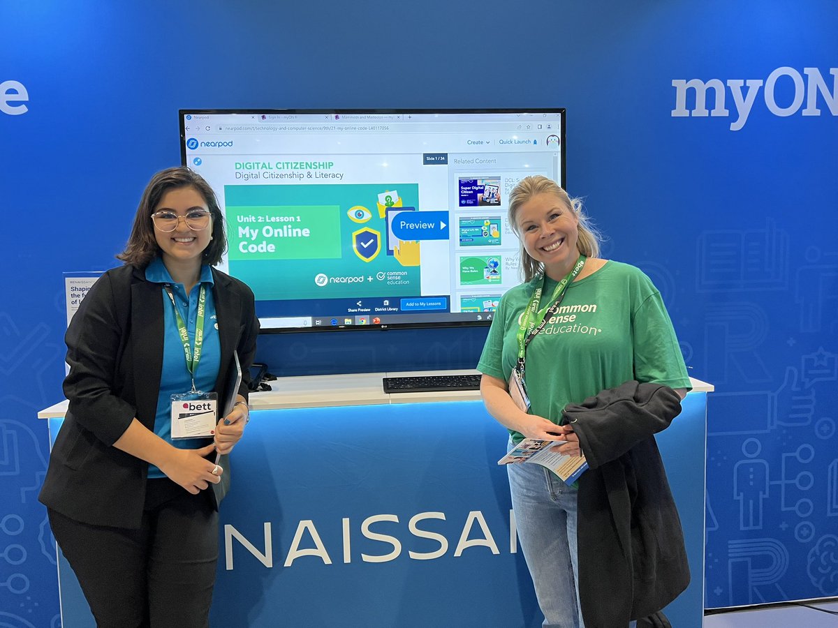 Jenna Khanna @ Common Sense (@talktojenna) on Twitter photo Awesome seeing the <a href="/CommonSenseEd/">Common Sense Education</a> <a href="/nearpod/">Nearpod</a> integration, our lessons are one of their most popular resources! Great to meet you <a href="/VictoriaNearpod/">Victoria</a> #Bett2022 Awesome seeing the <a href="/CommonSenseEd/">Common Sense Education</a> <a href="/nearpod/">Nearpod</a> integration, our lessons are one of their most popular resources! Great to meet you <a href="/VictoriaNearpod/">Victoria</a> #Bett2022