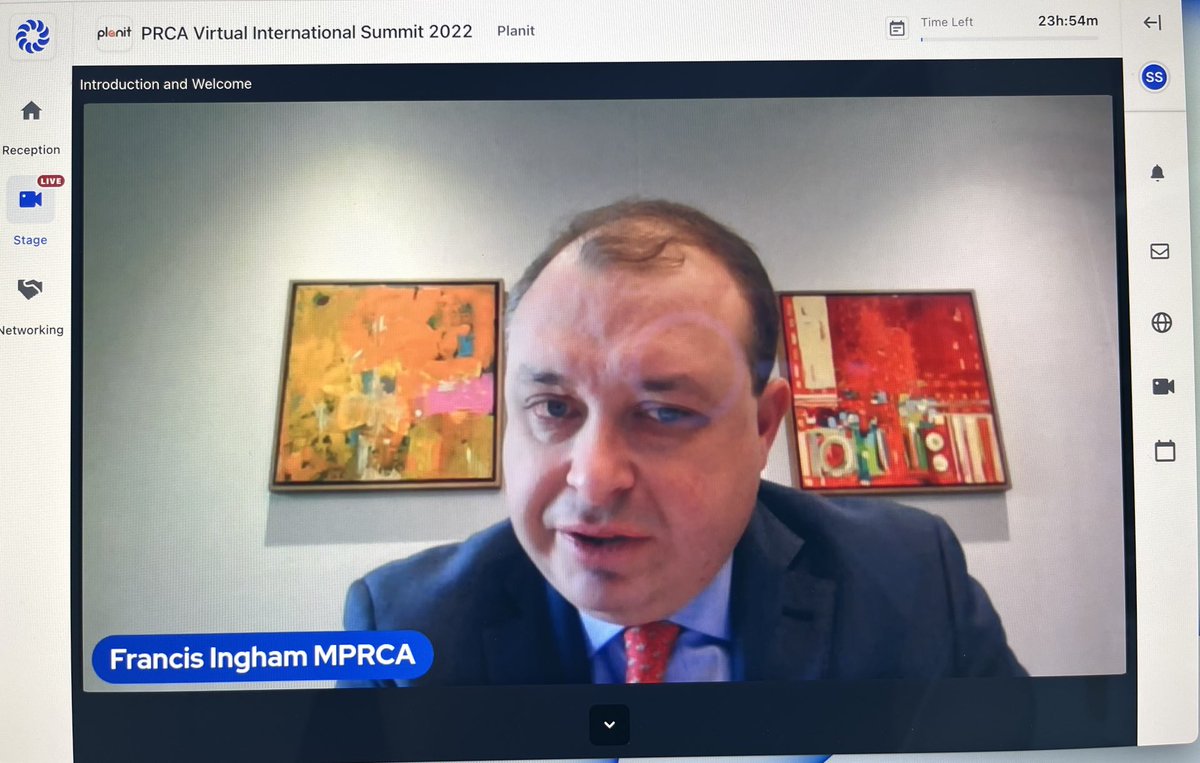 Sudha1404's tweet photo. #PRCAVirtualSummit ⁦@Ingers1975⁩ kicking of on a somber note on the war in Ukraine.  The good thing - the response from the PR Industry has been heartening with over 200 volunteering their time. Looking forward to hearing practitioners from across the globe #PRforgood https://t.co/bFKUnNsHxh
