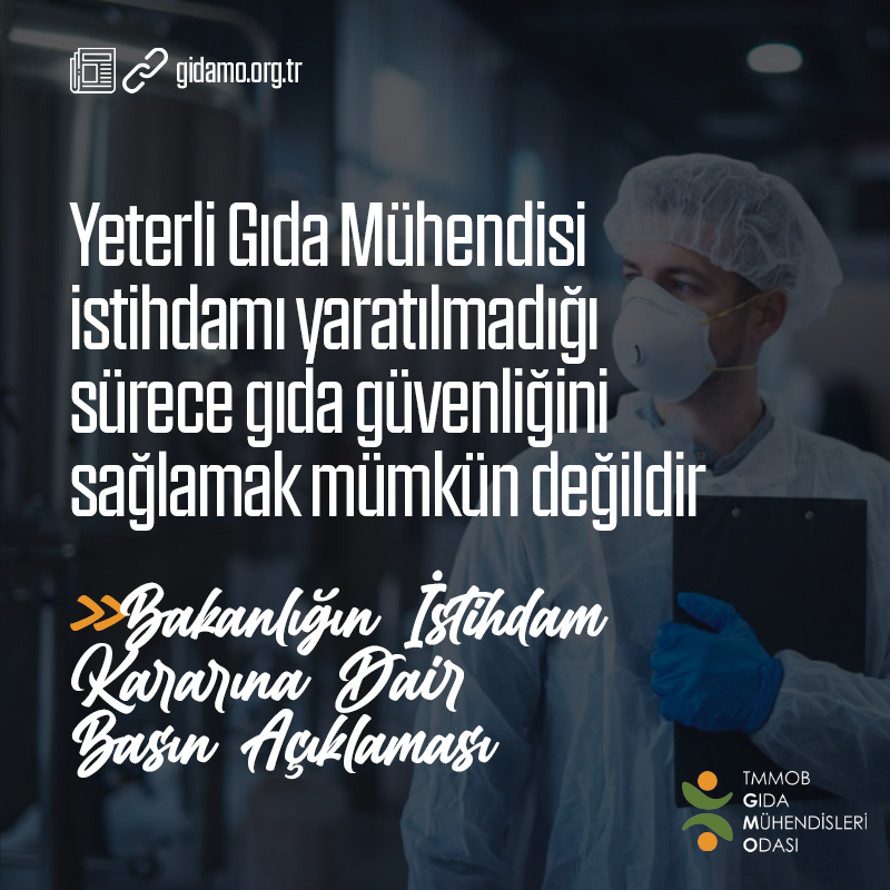TMMOBGidaMO's tweet photo. BASIN AÇIKLAMASI 📢

Tarım ve Orman Bakanı Sn. Prof. Dr. Vahit KİRİŞCİ’nin personel istihdamı ile ilgili açıklaması Odamız ve meslektaşlarımız tarafından büyük bir üzüntü ile karşılanmıştır. 

🔗https://t.co/AODJo8aE2c https://t.co/FC920QbBXc