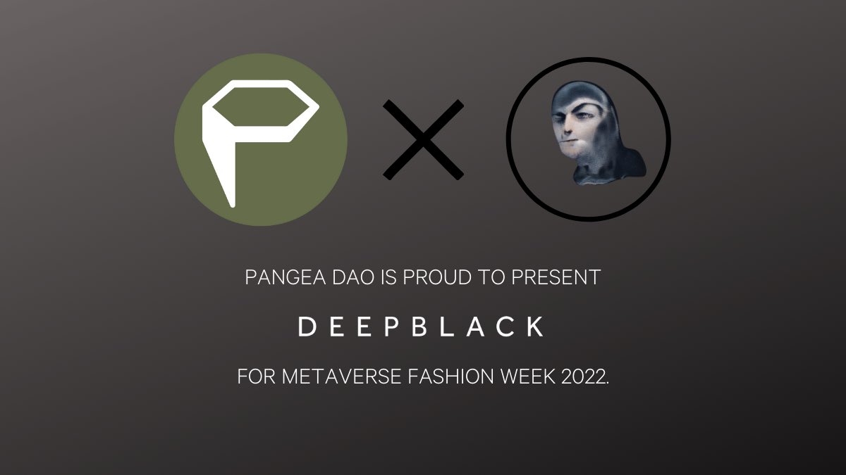 Pangea MVFW Art Installation: <a href="/DeepBlackAI/">DeepBlack</a>

Deepblack is first end-to-end AI-generated and curated fine art collection on the Ethereum blockchain. This OG collection that minted in 2019 will be showcasing 59 NFT pieces spanning 22 of their collections throughout Pangea's build.