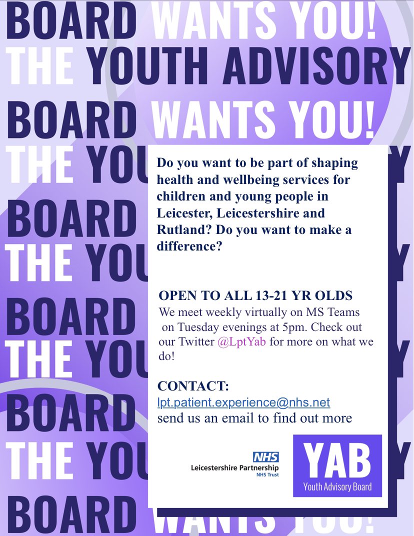 LptYab's tweet photo. If you are interested in joining the @LptYab, want to find out more information on how to get involved please see our new contact details in the poster below

Email the @LPTpatientexp team for more details👇🏼

@LPTnhs 
@LptYab https://t.co/k5B1BOXv8j