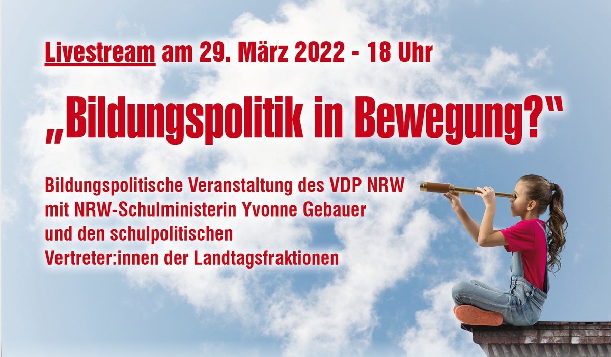 VDP Verband Deutscher Privatschulen NRW e.V. (@vdp_nrw) on Twitter photo Bildungspolitik in Bewegung? - Am Dienstag freuen wir uns auf spannende Gespräche zu Stand und Zukunft der Schulpolitik in NRW. Mit dabei: <a href="/BildungslandNRW/">Bildungsland.NRW</a>, <a href="/mue_re/">Franziska Müller-Rech</a>, <a href="/jochenott/">Jochen Ott</a>, <a href="/beerenstark/">Schraub-Bär</a> und <a href="/bennoportmann/">Benno Portmann</a>. Live ab 18:00 Uhr unter youtu.be/lEX96tlcnB0 Bildungspolitik in Bewegung? - Am Dienstag freuen wir uns auf spannende Gespräche zu Stand und Zukunft der Schulpolitik in NRW. Mit dabei: <a href="/BildungslandNRW/">Bildungsland.NRW</a>, <a href="/mue_re/">Franziska Müller-Rech</a>, <a href="/jochenott/">Jochen Ott</a>, <a href="/beerenstark/">Schraub-Bär</a> und <a href="/bennoportmann/">Benno Portmann</a>. Live ab 18:00 Uhr unter youtu.be/lEX96tlcnB0