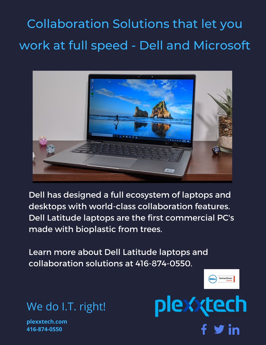 PlexxtechS's tweet photo. Dell has designed a full ecosystem of #laptops and #desktops with world-class #collaboration features.  Learn more at 416-874-0550.  #Dell #microsoft #ecosystem #sustainability #security https://t.co/Tck65RWXv4