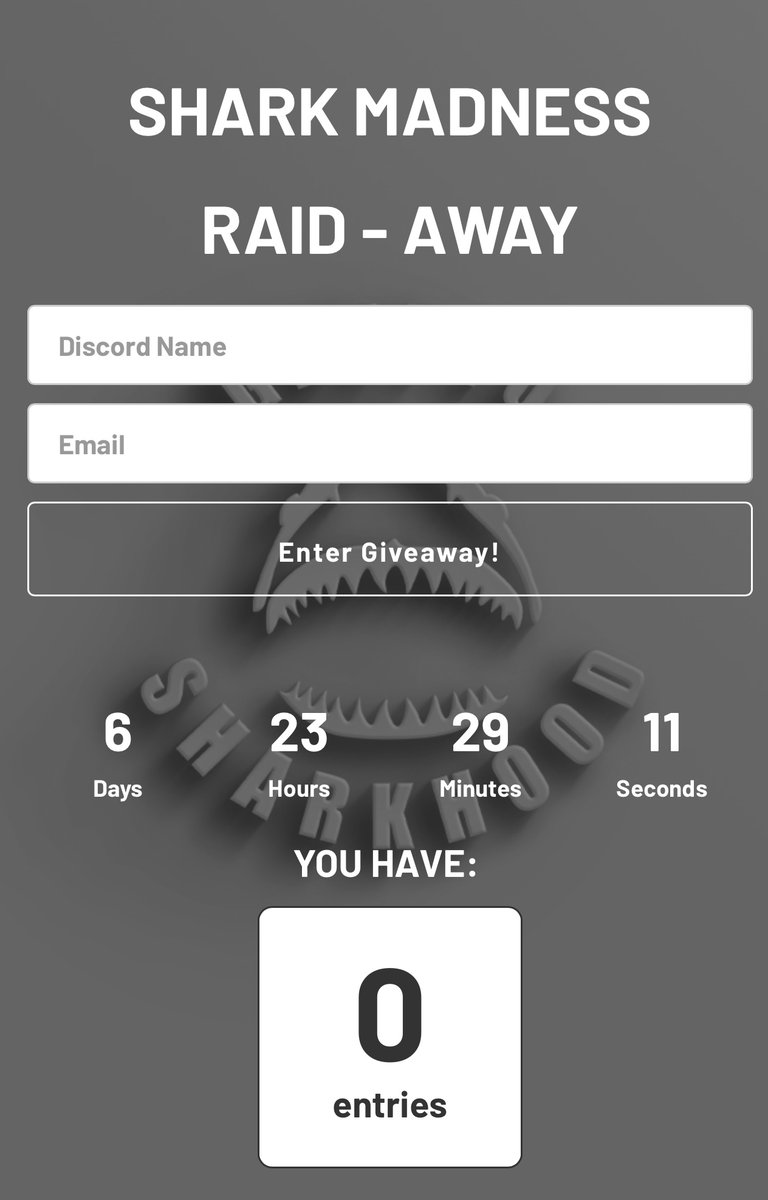 🚨Giveaway Alert🚨
Don't forget to join our 110USDT Shark Madness Raid-Away!

Must be a verified member of our discord to qualify!

To enter...
1⃣Follow the kickofflabs campaign link
gsh-march-21-27.kickoffpages.com

2⃣Enter your Discord name and e-mail

#web3 #metaverse #NFT #P2E #gamefi