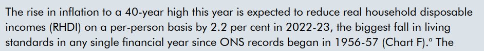 Remarkable quote from OBR document. Biggest fall in living standards since records began in 1950s