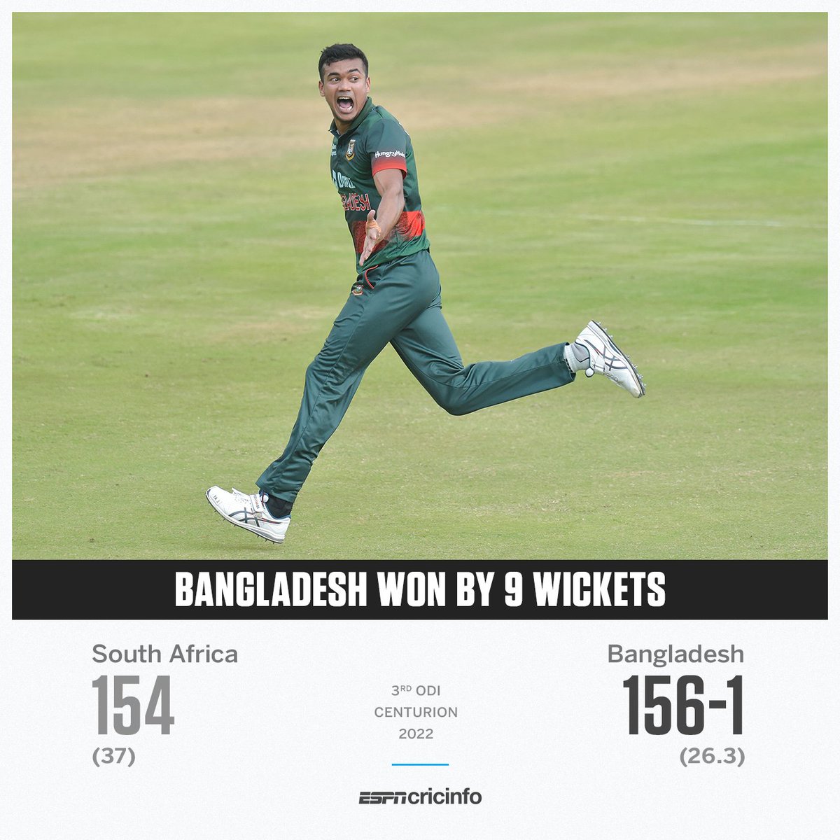Let the celebrations begin 🎉

Led by Taskin and Tamim, a DOMINANT Bangladesh secure their first ODI series win in South Africa 1⃣ 

es.pn/SAvBAN22-ODI3 | #SAvBAN
