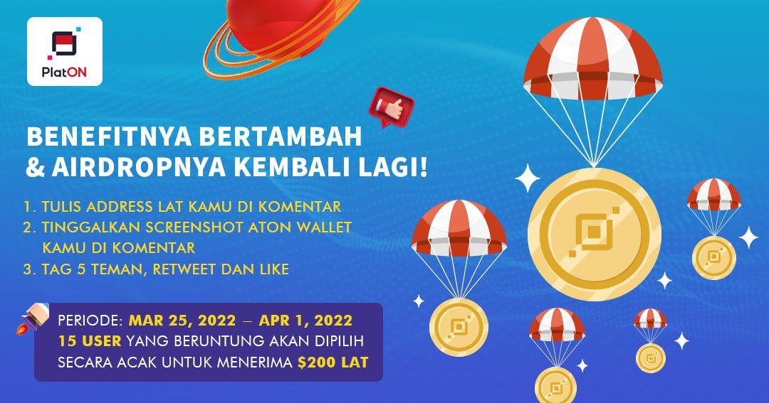 📣💰🎁 Manfaatnya menumpuk dan Airdrop kembali! 

Syaratnya :👇
1. Tinggalkan alamat $LAT Anda di komentar.
2. Tinggalkan tangkapan layar dompet ATON Anda di komentar.
3. Tag 5 teman, retweet dan sukai

15 pengguna yang beruntung akan dipilih secara acak untuk menerima $200 LAT