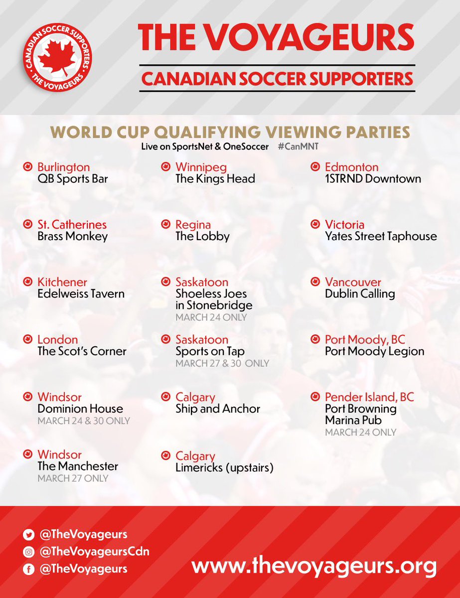 thevoyageurs's tweet photo. #CanMNT #WCQ is almost here!!!

Find fellow Voyageurs at one of these fine establishments. 🇨🇦⚽️😍 https://t.co/v5EuGhXm9M