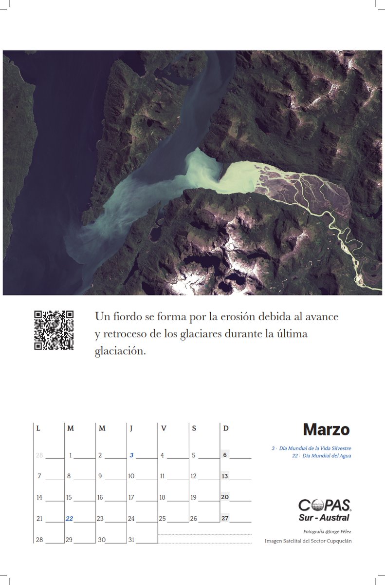 COPASCoastal's tweet photo. Una Imagen Satelital del Sector Cupquelán trabajada por Jorge Félez es la imagen de marzo 2022 en nuestro #CalendarioCOPAS 

+info en el link⬇️⬇️

https://t.co/Q3irTj9qj0 https://t.co/Pel7DM2YLD