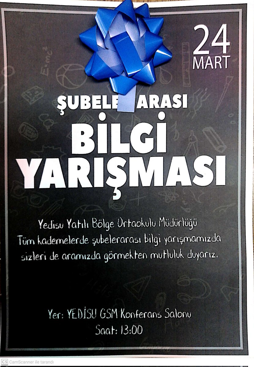 YedisuMEM's tweet photo. Yedisu Yatılı Bölge Ortaokulumuzun düzenleyeceği "BİLGİ YARIŞMASINA" tüm vatandaşlarımız davetlidir.
@bingolmem @RahmiGuney @YedisuKaymakam @mkzen92 @MuhtesimTunc_ @Bsra65tnc @zeynep_ybo @SAyancang @cinarmerve23 @halis_akyel https://t.co/Hn6GzX2fOg