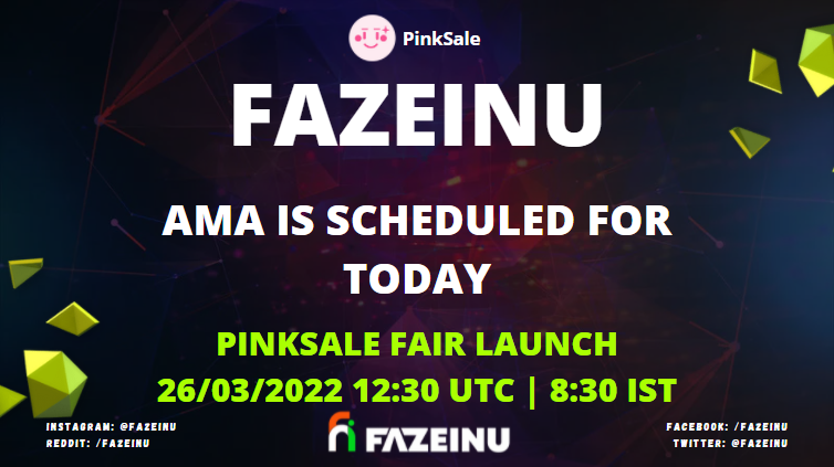 Today Ama Is Scheduled 

Join And Ask Your Valuable Questions 

Visit all handles by clicking below button.👇🏻

Pinksale 🍀
pinksale.finance/#/launchpad/0x…

#CoinMarketCap #CoinGecko #binance #onesecondfill #pinksale #FairLaunch