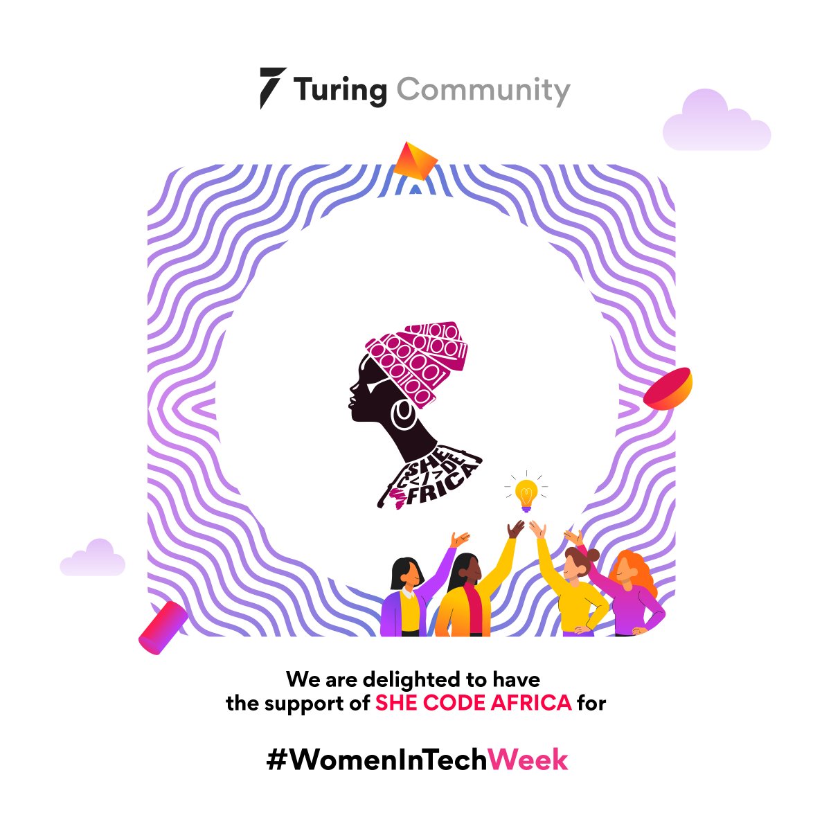 turingcomdev's tweet image. We are delighted to have the support of @SheCodeAfrica for our #WomenInTechWeek event! ⭐️

To learn more about them, visit shecodeafrica.org

To RSVP, visit: ow.ly/i52C50I9AYZ

#TuringCommunity  #Boundaryless