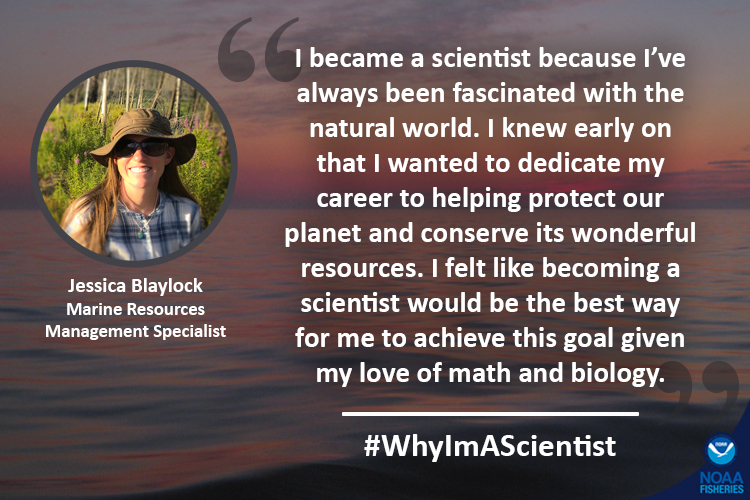 NOAAFish_NEFSC's tweet photo. We asked Jessica Blaylock, marine resources management specialist, why she became a scientist. It was her fascination with nature, love of math and biology, and desire to help protect and conserve natural resources. #WomensHistoryMonth #WomenOfNOAA #WhyImAScientist https://t.co/i1XlY9dnxf