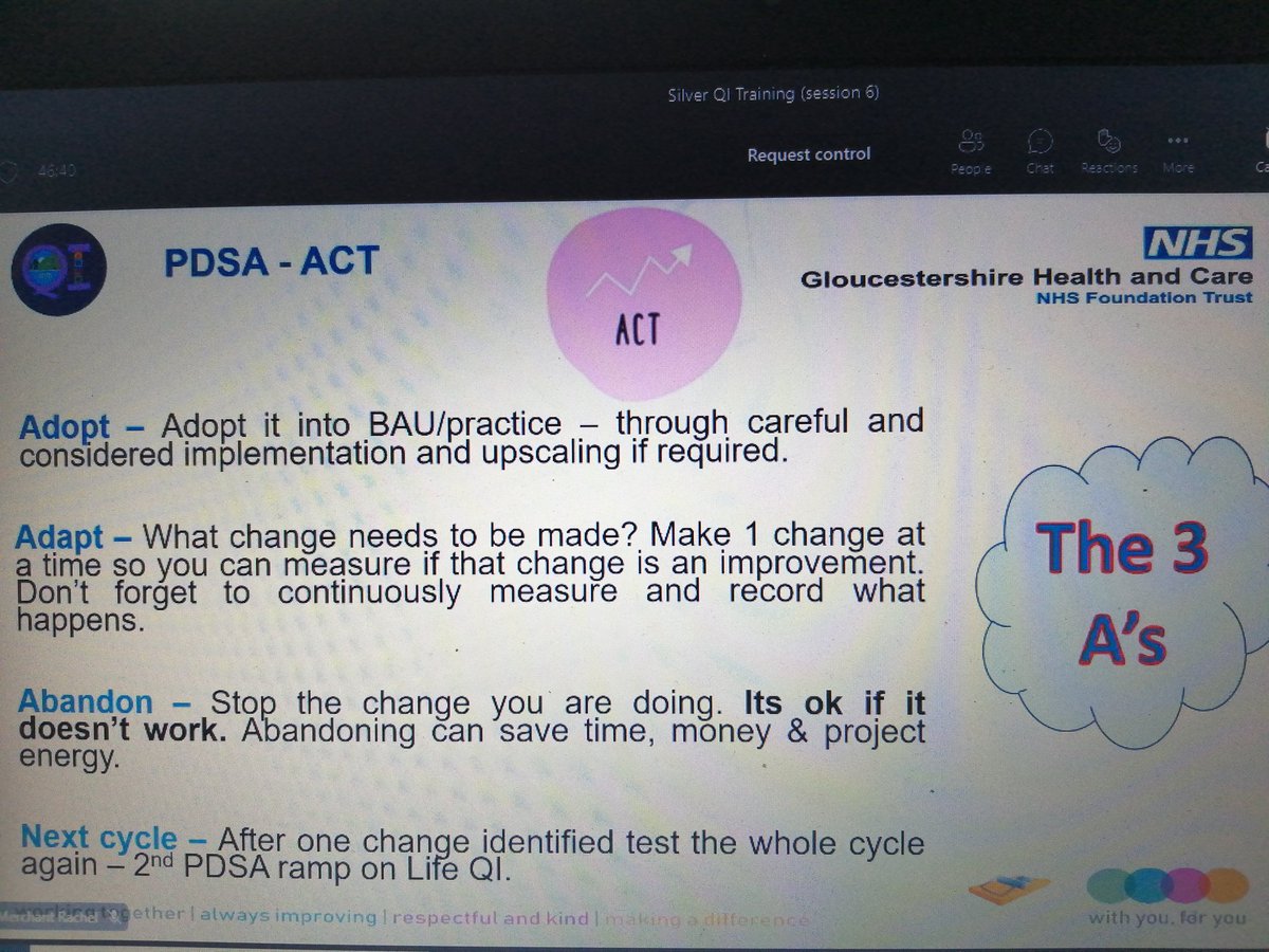 Tanyaaa15's tweet photo. When choosing to adapt a #PDSACycle it's really important to only make one change at a time so that you can be clear on what makes an improvement #GHCQI #SilverCohort1 #QITwitter https://t.co/XSzGIBAudM