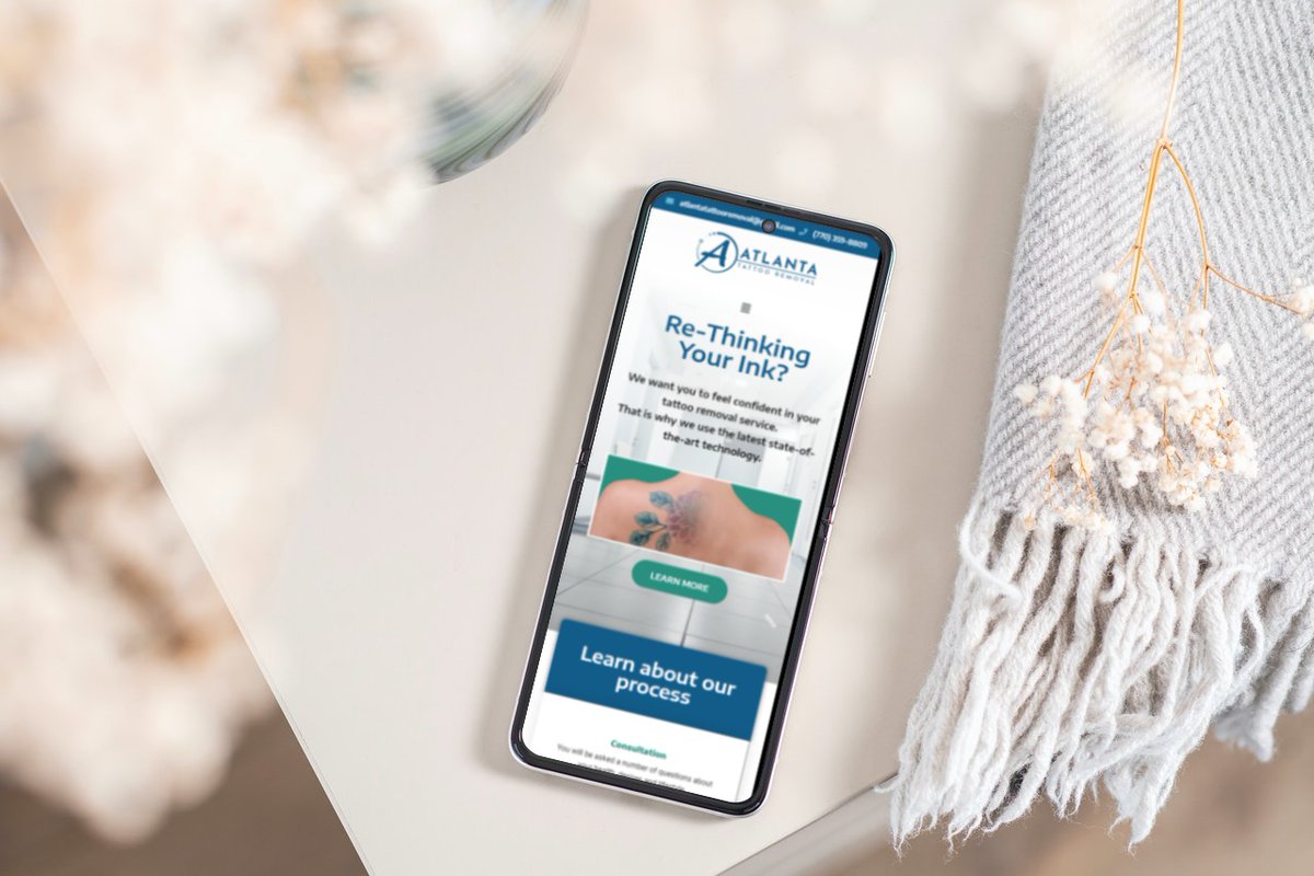 bobhendrix's tweet photo. Website design concept for Atlanta Tattoo Removal. 

Client feedback: "Laura &amp; Bob, Thank you for the update of the website. We had no idea that you were already moving forward to this point, which is a pleasant surprise!

 📱 (678) 457-7939
💻 https://t.co/irsoJBSy2J https://t.co/07eCbTNzBE