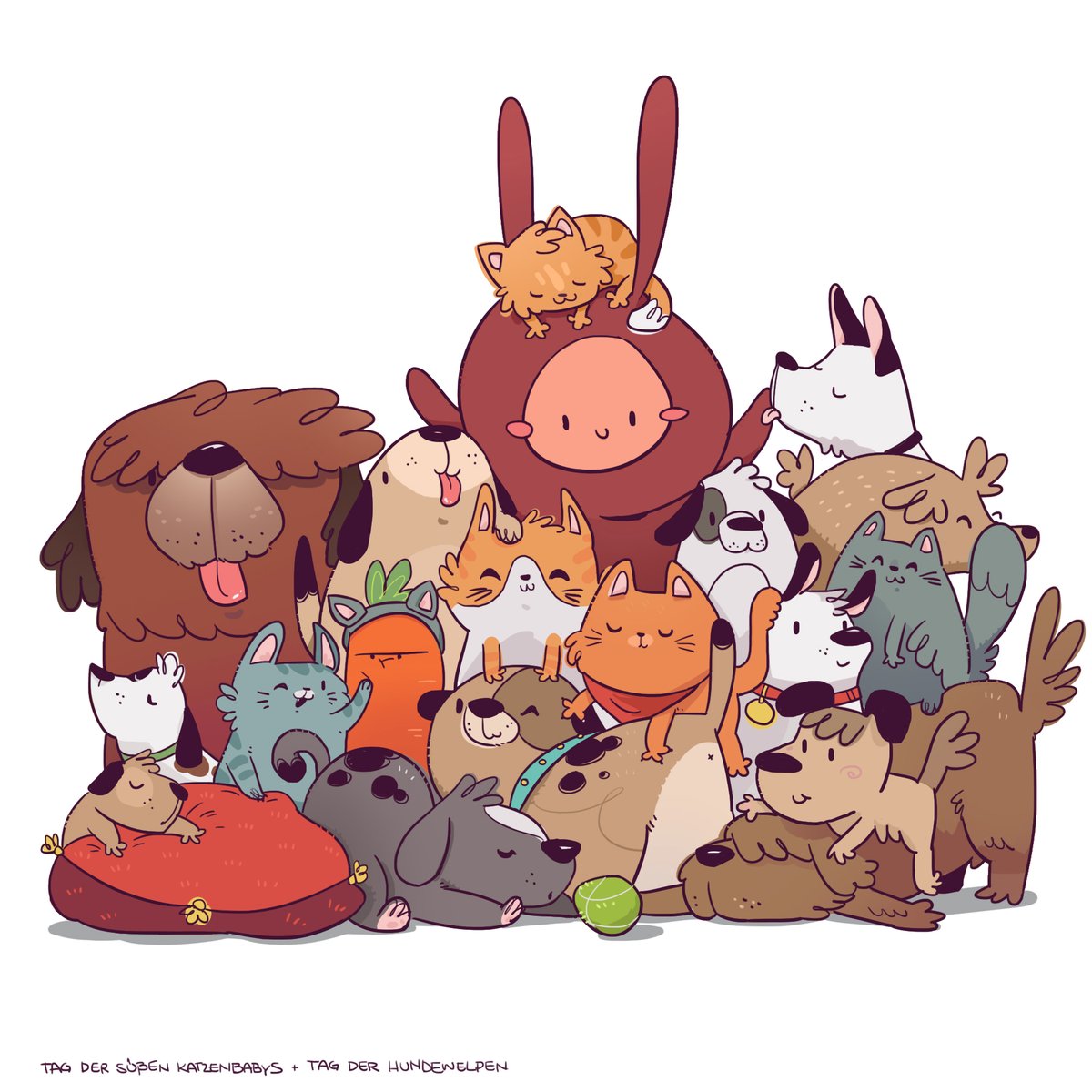 Heute ist Tag der süßen Katzenbabys und Tag der Hundewelpen 🥰 #kuriosefeiertage #kleineKunstklasse