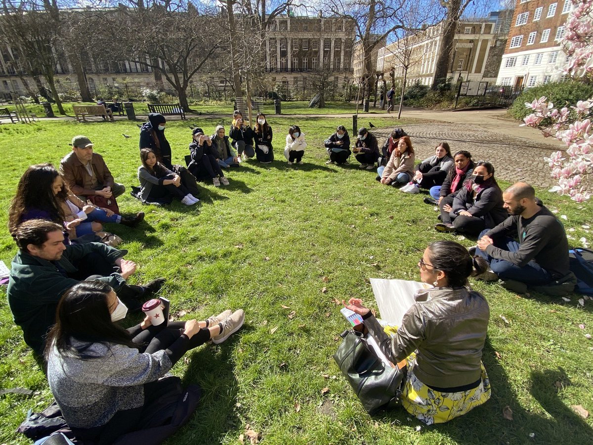 DPU_BUDD's tweet photo. Taking advantage of the arrival of Spring in London, we have been enjoying in this beautiful location for the Participatory Processes module.
During the session, students were working in groups to develop the 21/22 Urban Design Manifesto!
#Participatoryprocesses #BUDD #DPU #UCL https://t.co/UFACB3Bep2