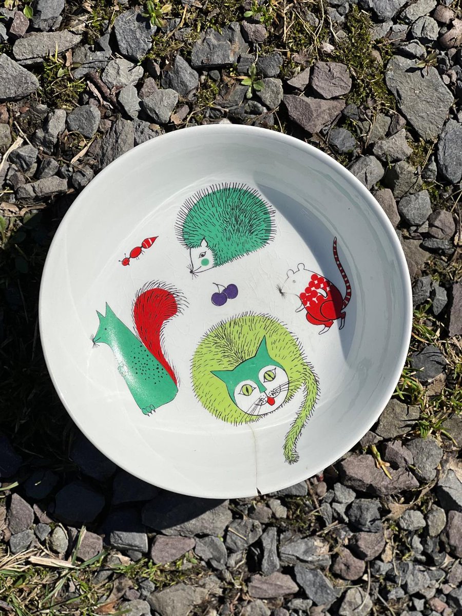 atpearthkeeper's tweet photo. This childhood bowl inspired a few stories and poems I wrote as a young kid. Cracked now, it is finally being put to rest. Sigh. #whimsicaldesign #bowl #childhoodmemory #inspiration #cutebowl #animaldesigns #reminiscing #writerslifeforme #kidlit #writingcommunity https://t.co/WngtbgZuH7