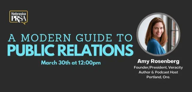 PRSANebraska's tweet photo. Join us for our March program with @AmyRosenberg, founder and president of @VeracityMKTG. Hear from Amy in this short video clip about what we'll be learning >> https://t.co/TYU7NeR8wF 

Register today >> https://t.co/NM6u2VrX0P #PRSANE https://t.co/LR7mnu9fZa