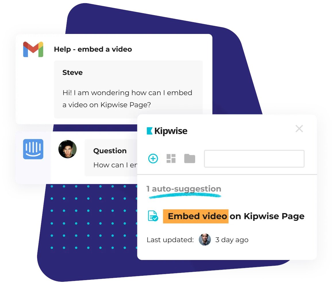 🎉 Product Update - Auto Knowledge Suggestions - Answering a ticket on Intercom or replying to a client email on Gmail? Kipwise can suggest relevant knowledge in your knowledge base without needing you to search manually. Works for apps like Gmail, Zendesk, Intercom and more.