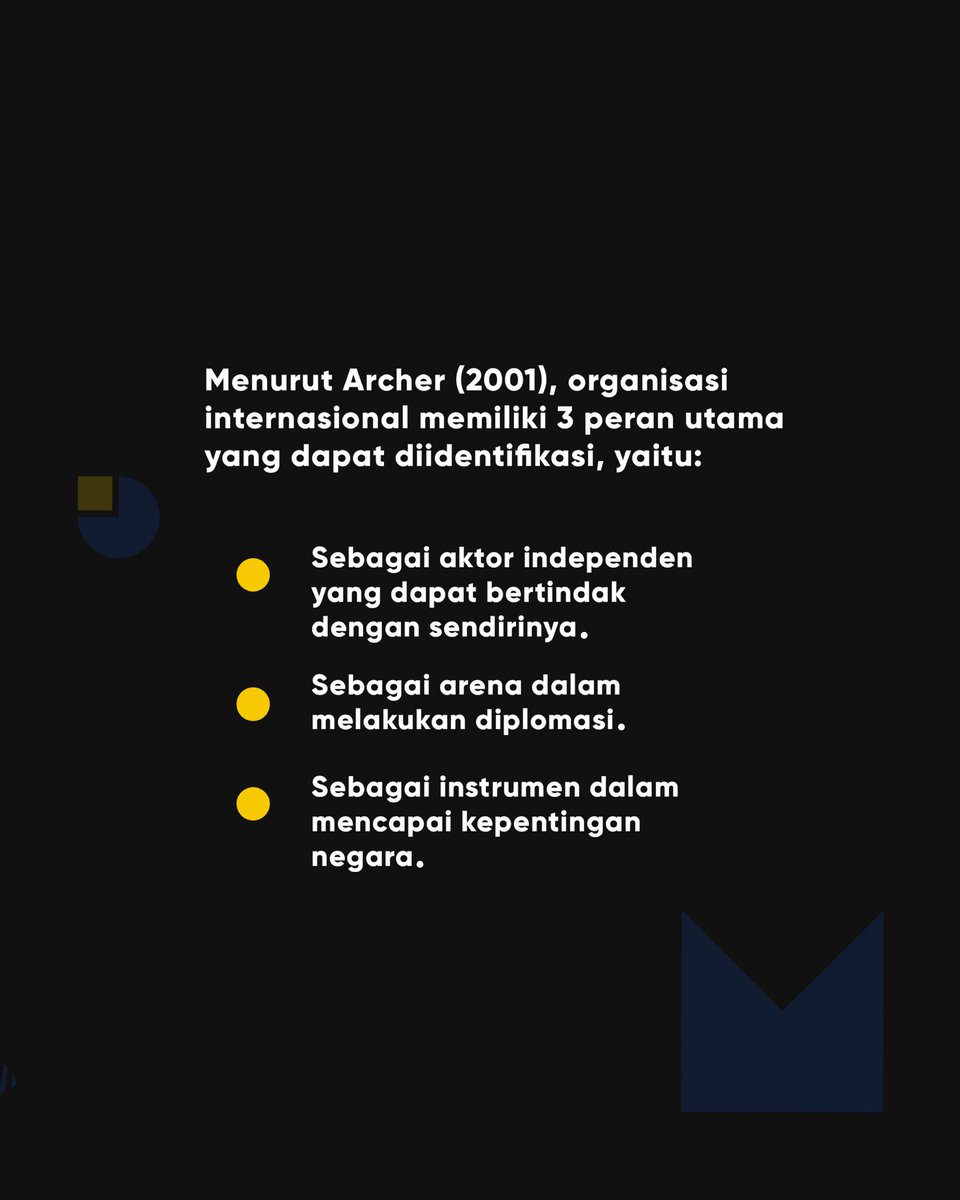 ir_corner's tweet photo. Haii, sobat HI-ers! Tahu kah kamu kalau aktor dalam Hubungan Internasional beragam loh! Gak melulu tentang negara, tapi ada juga Organisasi Internasional.

Kali ini ada postingan menarik tentang peran dan fungsi Organisasi Internasional. Simak di informasinya skuyy!

#IRCorner https://t.co/hLAc42Wyq4