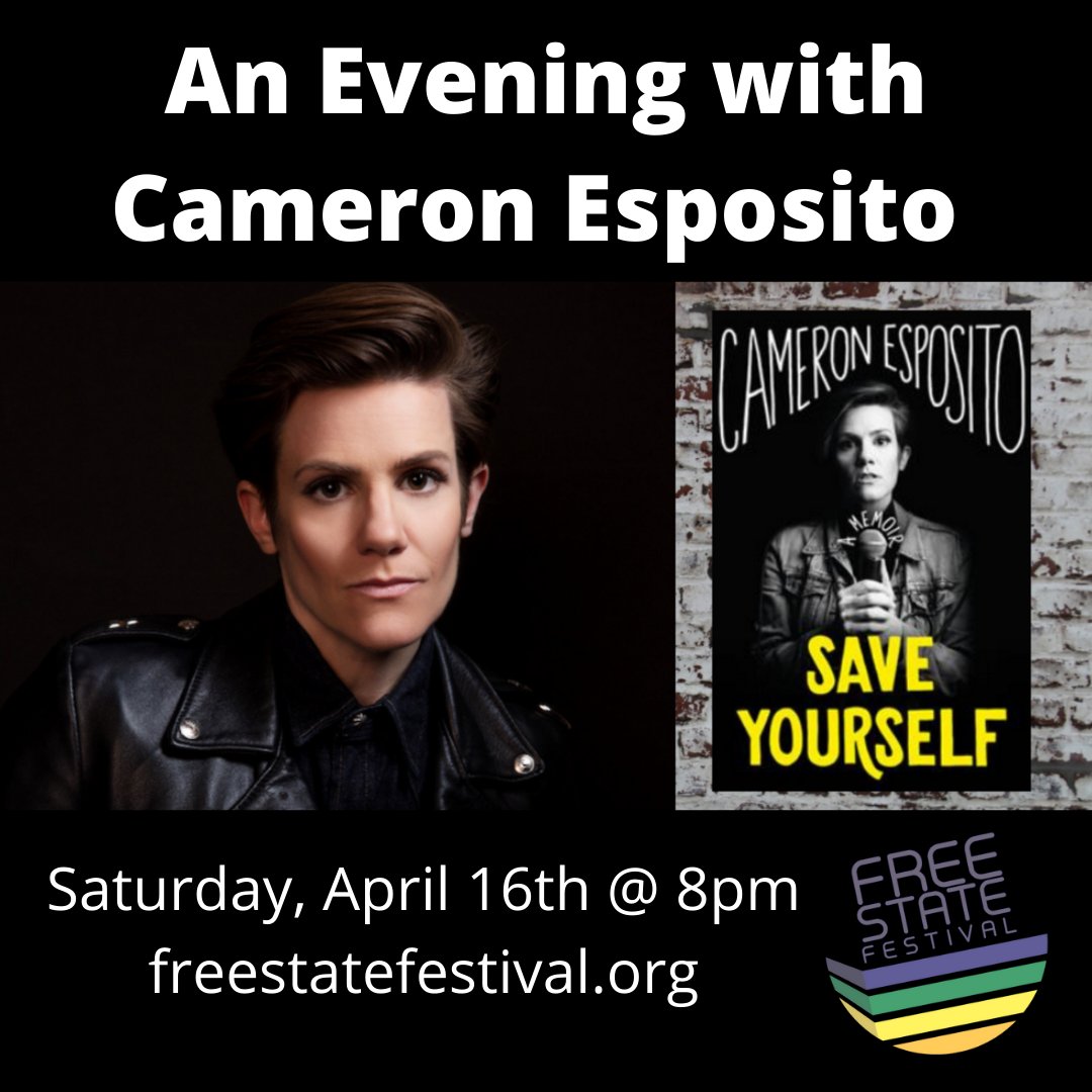 Close out the 2022 Free State Festival with us on April 16 with the amazing <a href="/cameronesposito/">Cameron Esposito</a>! Tix are going fast, so don't delay.  Book sales on site by <a href="/ravenbookstore/">Raven Book Store</a>.

🎟 freestatefestival.org/event/an-eveni…