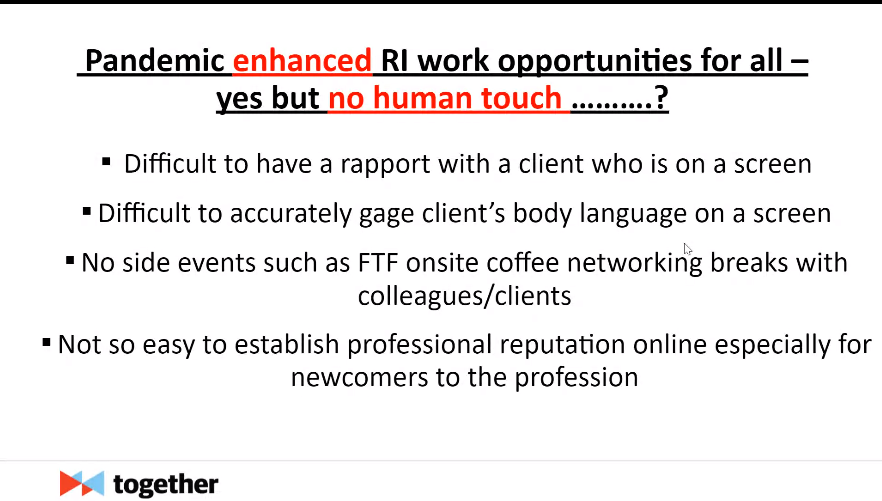 insideloc's tweet photo. #ELIATogether 2022 is live NOW!
After an inspiring keynote by Sophie Solomon, @sueleschen is raising some interesting points on how remote interpreting #RI is affecting the relationship between interpreters and clients.
@EliaOrg https://t.co/zqoByZ7lRT