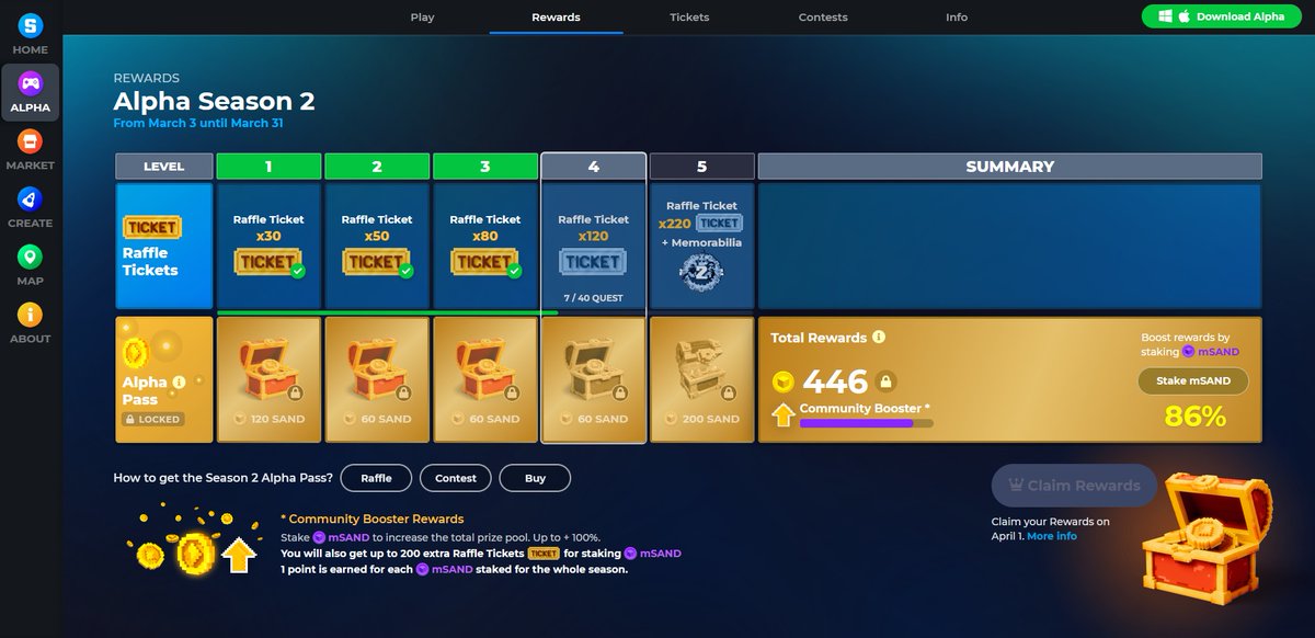 thanakido's tweet photo. @TheSandboxGame I just participated in the daily #SandboxAlphaS2Contest for a chance to earn up to 1,000 $SAND! Starting March 22 - Ticket Day. Check out my screenshot below!
👇 #SandboxAlphaS2 I love The Sandbox game https://t.co/Zfo3IiEDKI