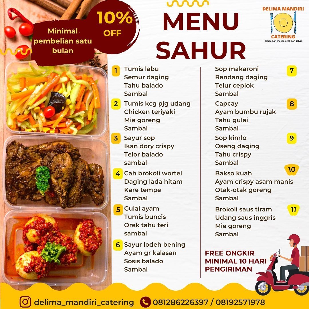 novalauliady's tweet photo. Kamu di jaksel, jakbar, atau tangsel dan repot masak untuk sahur dan buka puasa? Catering harian di aku aja di Delima Mandiri Catering :) 

yuk tanya tanya atau langsung pesen di https://t.co/DsgPHmrpt4

❤❤❤💕🍛🍜🥗🍲🥘🍳 https://t.co/S0ki5xX1zw