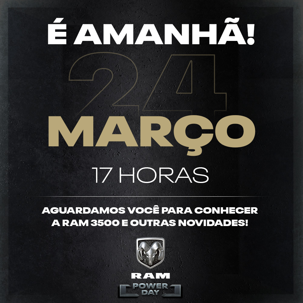 StellantisLATAM's tweet photo. É amanhã! O Ram Power Day acontece nessa quinta, dia 24, a partir das 17 horas, e você não pode perder por nada! 📅✔ A programação está imperdível, e conta com o tão aguardado lançamento da Ram 3500! 🐏 https://t.co/UDPeUYu4RH
#RamPowerDay #RamDoBrasil #Ram3500 #LançamentoRam https://t.co/BhO3LB0dhs